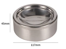 2piece Stainless steel  circular cigarette holder case ashtray anti ash ZX-111