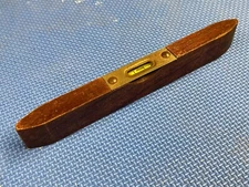 Vintage Red Stanley Handyman Bubble Level Wood 9" No. H1293 Torpedo Shape USA
