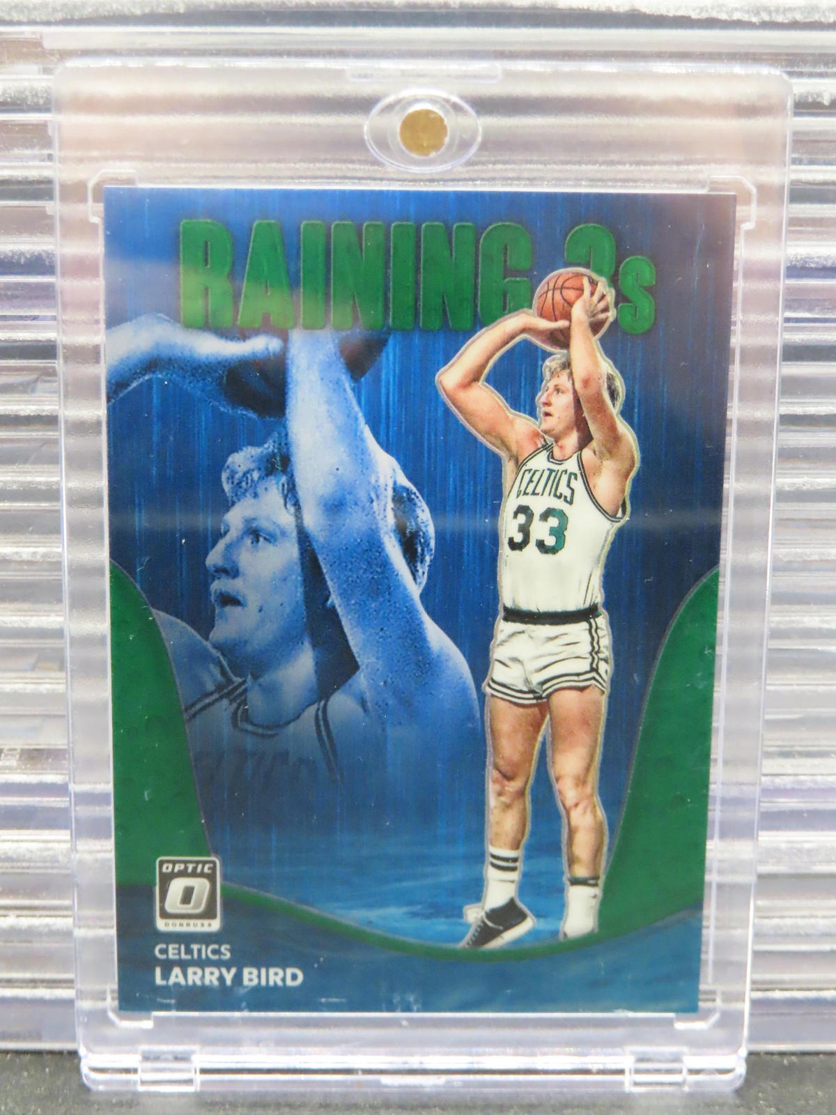 2022-23 Donruss Optic Larry Bird Raining 3s Green Prizm Parallel #4/5 Celtics
