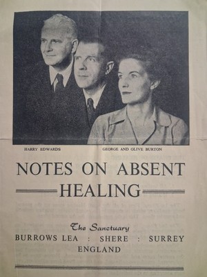 1947 Notes On Absent Healing BROCHURE The SPIRITUAL HEALER PSYCHIC vintage