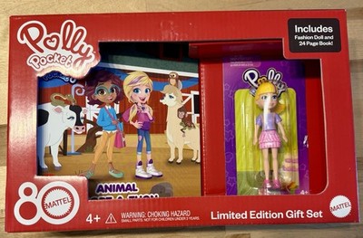 Polly Pocket Fashion Doll & 24-Pg Book, Animal Adopt-A-Thon, Limited Edition,New