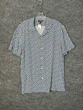 Express Mens Floral Button Up Shirt Size Medium Short Sleeve Collared Preppy