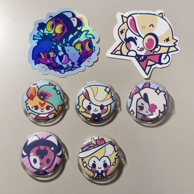 Hazbin Hotel Helluva Boss Mini Abzeichen Aufkleber Set 7 Stück Sehr Guter Zus...