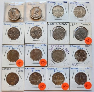 World Coin Lot: 16 Canadian Nickels Lot 1