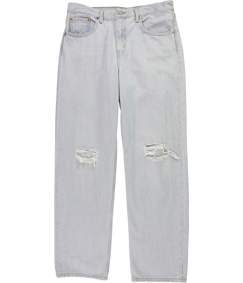 Pantalones de mezclilla Levi's Pro clásicos desgastados de pierna recta para mujer, azul marino, 30