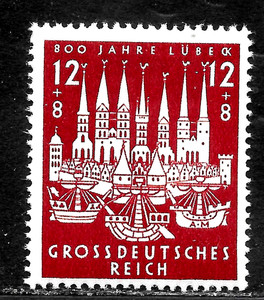 HICK GIRL-MINT GERMAN  SEMI-POSTAL  SC#B249   ANCIENT  LUBECK         X4486