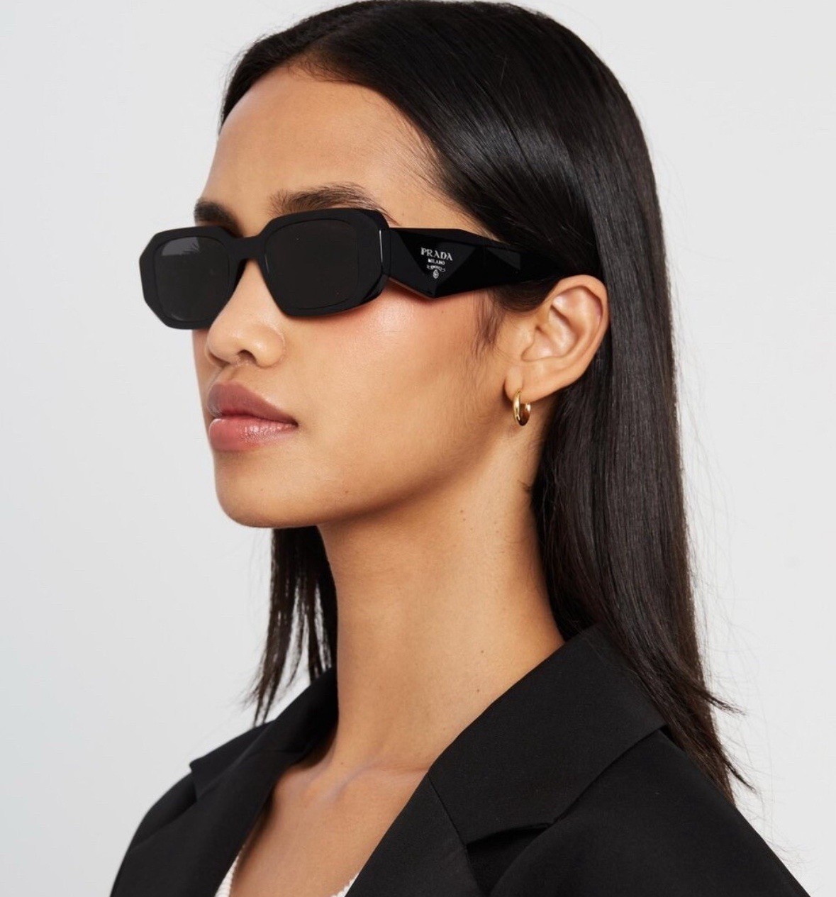 Prada PR17WS 1AB5S049 Women's Sunglasses 49 mm Black / Dark Grey Lens