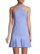 LIKELY Flared Carolyn Dress In Periwinkle Womens Sz 4 Twist High Neck