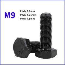 M9 Hex Head Bolts Hexagon Screws M9x1 / M9x1.25 / M9x1.5mm High Tensile 12.9
