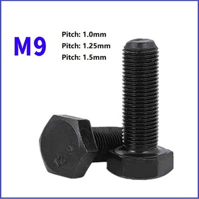 M9 Hex Head Bolts Hexagon Screws M9x1 / M9x1.25 / M9x1.5mm High Tensile 12.9