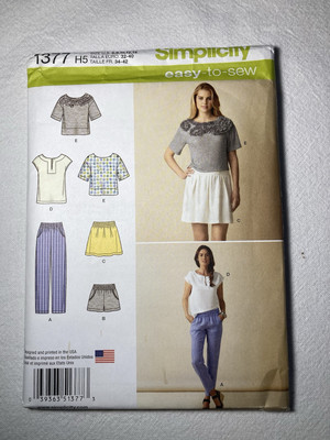 Simplicity 1377 Top Pants Shorts Skirt Plus Sizes 6-14 Pattern Uncut