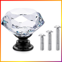MöBelknöPfe Kristall 30Mm Transparent Diamant Schwarz FüR Schrank Kommode 3