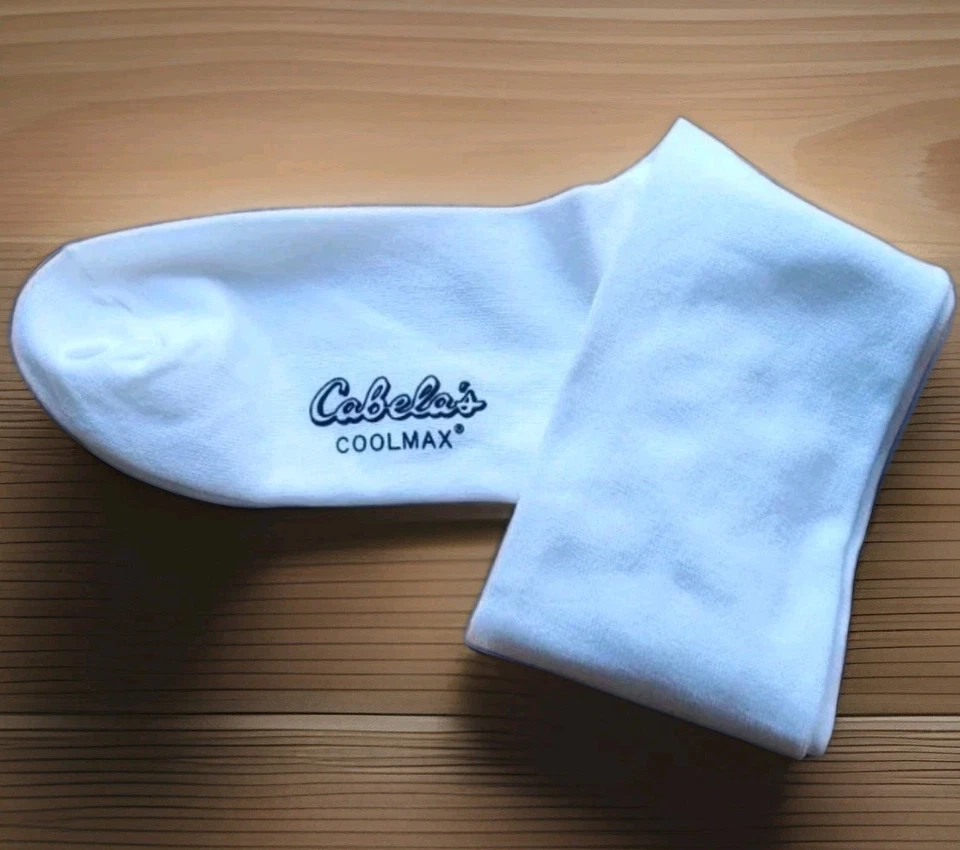 New Cabela's Mens Over-The-Calf COOLMAX White Liner Socks "Stay-up" Design SZ L - Image 3 of 4