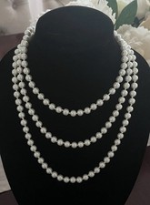 Vintage Pearl Classic Endless Extra Long 60 Layering Hand Knotted Necklace