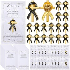 Misdary 30 Set Funeral Memorial Ribbon Pins Personalized Cross Awareness Lape...