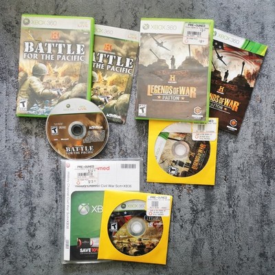 3x Xbox 360 [NTSC-U]: History Channel: Civil War, Legends Patton, Battle Pacific