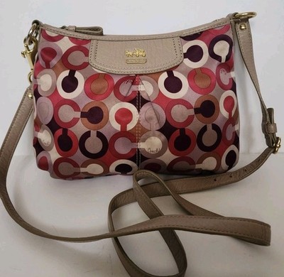 Coach Madison Graphic Op Art Small Swingpack Crossbody Purse,Tan 