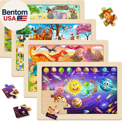 Puzzles for Kids Ages 4-6, 24 Pcs Wooden Jigsaw Puzzles for Toddlers 3-8, 4 Pack