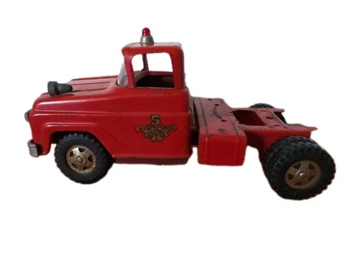 VINTAGE 1950’s 1960’s TONKA FIRE TRUCK SEMI CAB RED NO.5 ORIGINAL PAINT DECALS