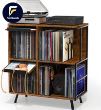 3 Tier Flip Top Record Player Stand Vinyl Record Storage Holds up to 300 Albums