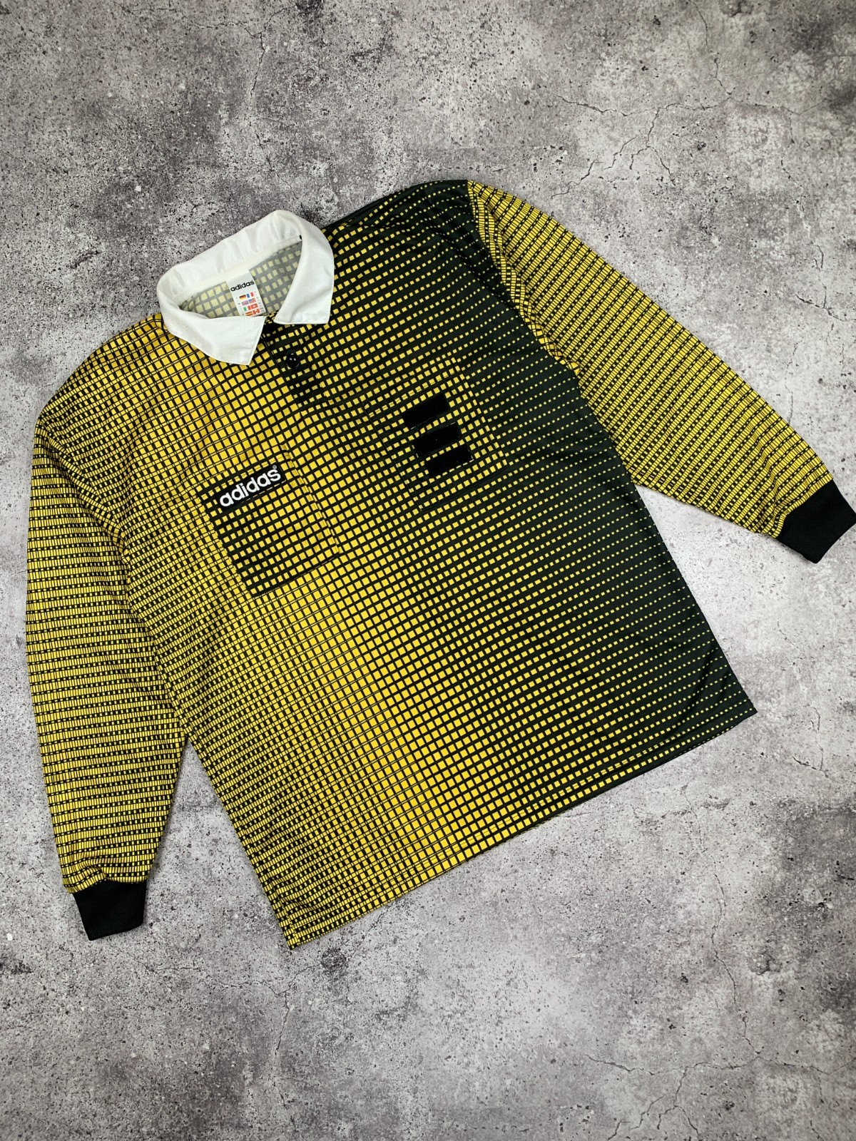 Vintage Adidas Soccer Referee Longsleeve Jersey World Cup Yellow Black Men’s L