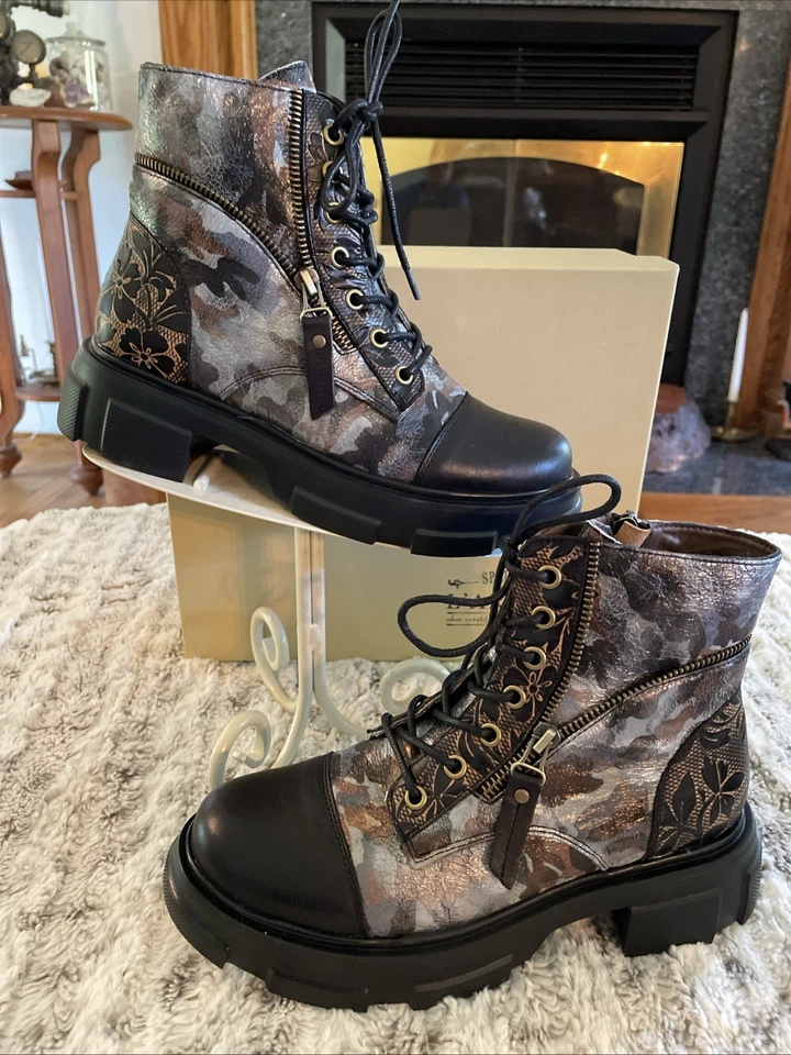 L'ARTISTE Spring Step CARNELIAN BOOT Size 36 US 5.5-6 Leather Black Silver CUTE - Image 2 of 4