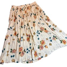Vintage Boho Floral Rayon Midi Skirt Elastic Waist Plus Size 22 24