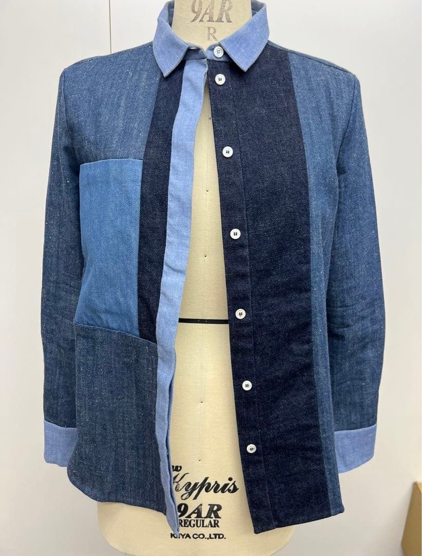 Celine Phoebe Philo Blue Patchwork Denim Shirt 20… - image 3