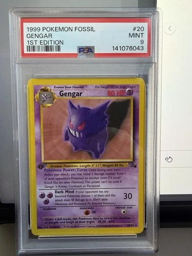 PSA 9 MINT Gengar 20/62 - 1st Edition Fossil 1999 - Non Holo Rare