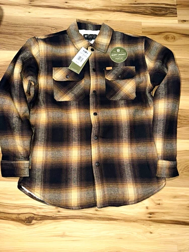 Matix Men's Plaid Lined Shirt Jacket Button-Up w/ Pockets Size S Brown/Black - product listing photo