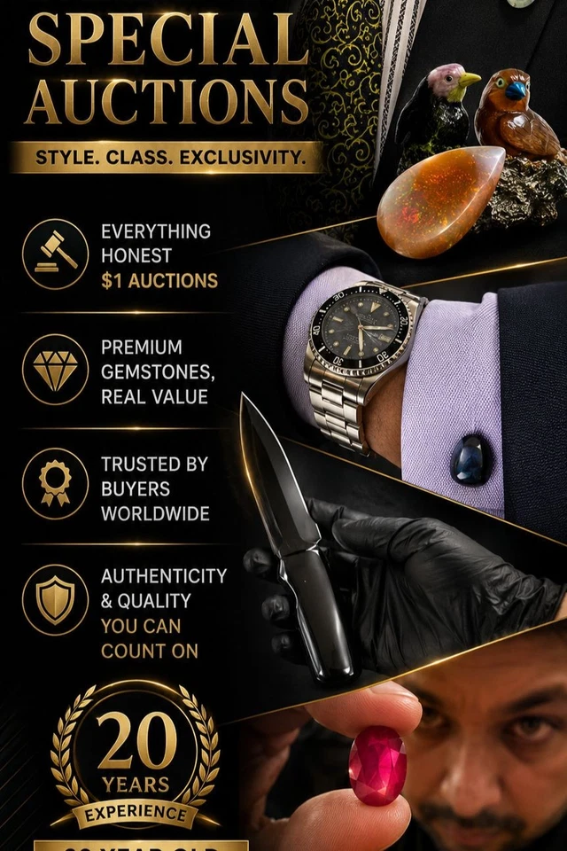 🔥 Men's Special Crystals, Jewelry & Gifts AUCTION | $1 Starts