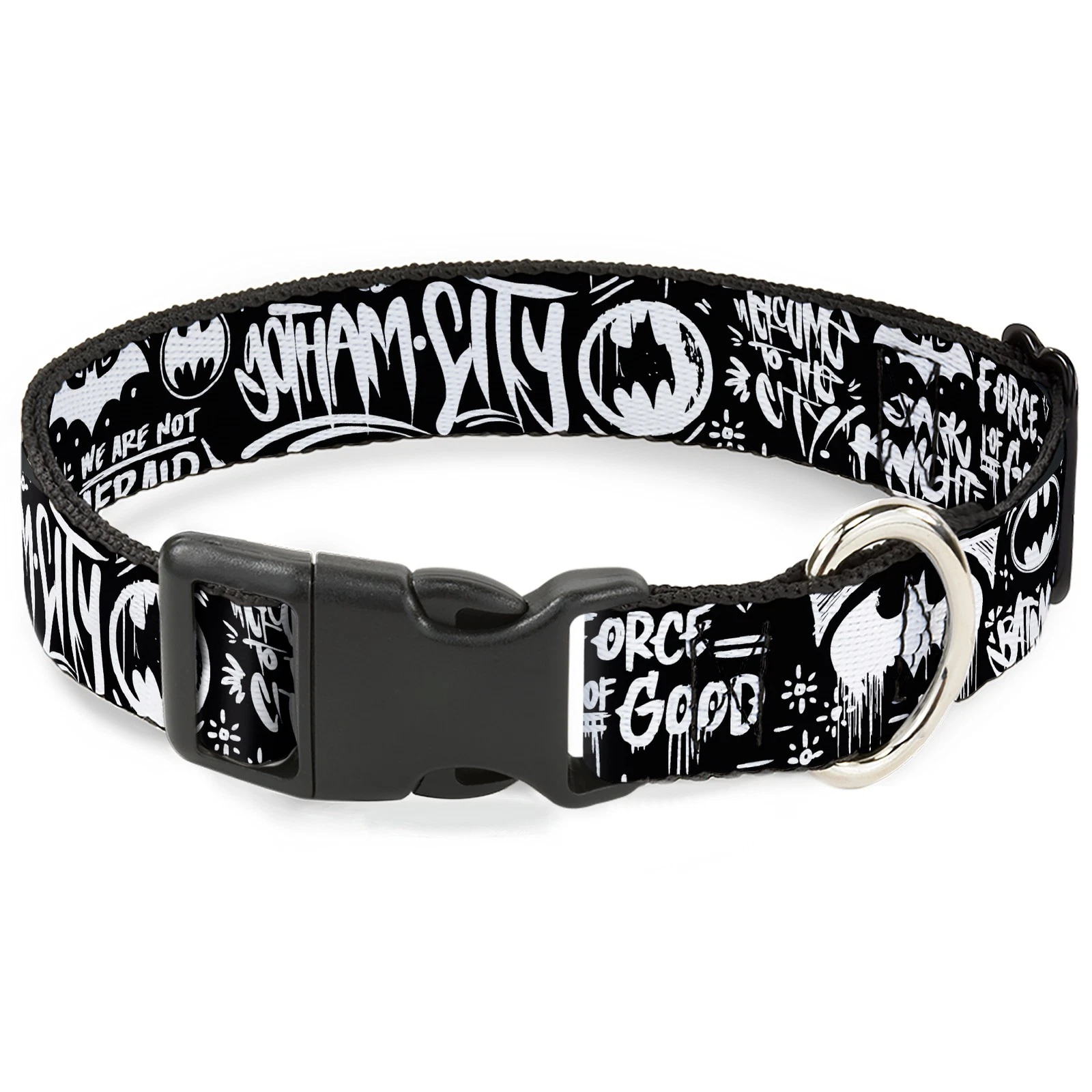 Plastic Clip Collar Batman Gotham City Graffiti Collage Black/White WIDE-Large 2