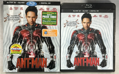Marvel Ant-Man (3D Blu-ray, Blu-ray, 2015) w/ Slip Cover Disney (B133-58)