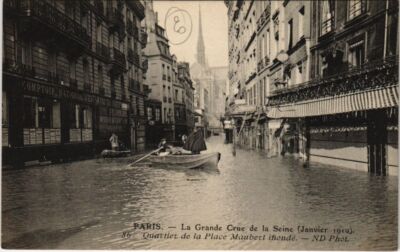 Old postcard Paris 5th - flooded Place Maubert district (63637)
