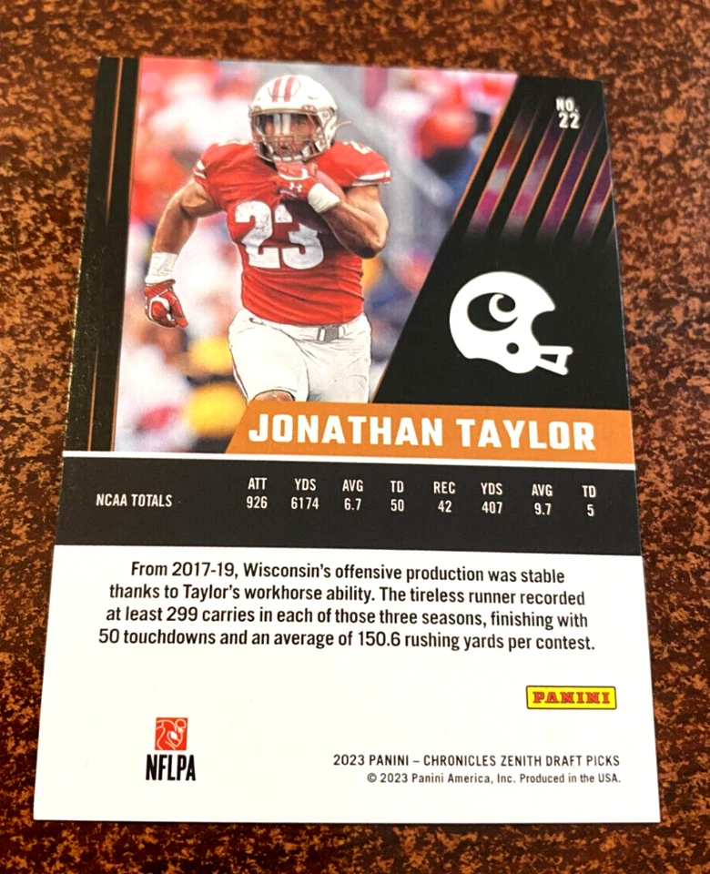 2023 Chronicles Zenith DP JONATHAN TAYLOR " BLUE " #'d /99 SP INDIANAPOLIS COLTS - Image 2 of 2