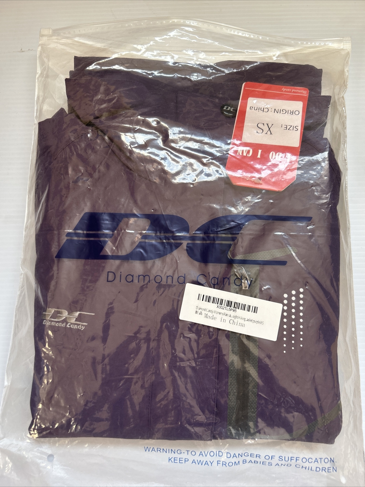 NEW Diamond Candy Women's Waterproof Lightweight Hooded Rain Jacket - XS