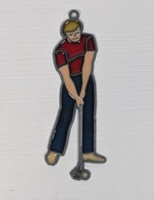 Vintage golfer figure stained suncatchers sport window decoration