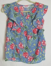 NOWADAYS JUNIOR GIRLS BLUE FLORAL TOP SZ JS NWOT DH2256
