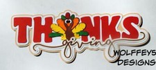 CRAFTECAFE thanksgiving KID TITLE premade paper piecing scrapbook diecut piece