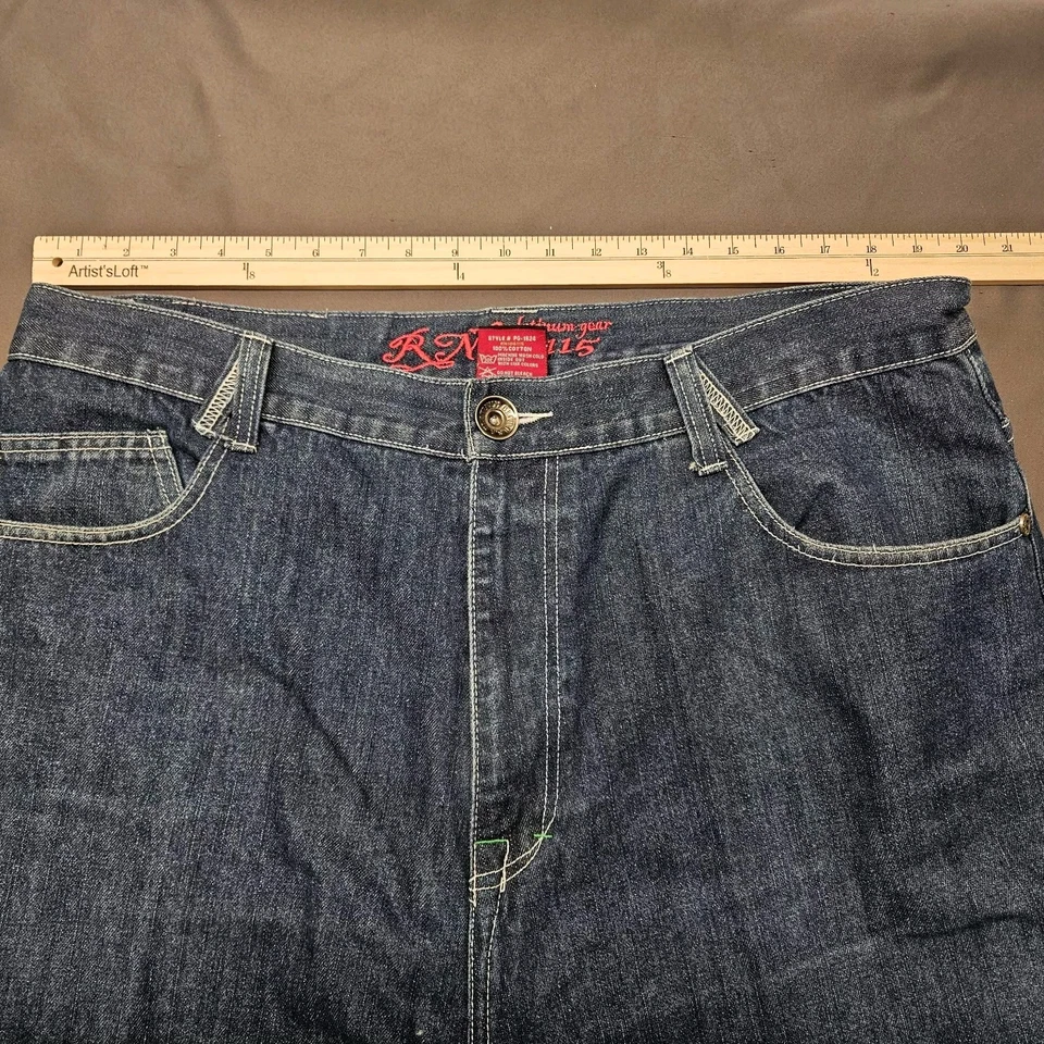 Pantalones Cortos Platinum Gear Hombres 40 Azul Denim Jean África Bordado Bermudas Pantalones Cortos De Colección Foto 3 de 4