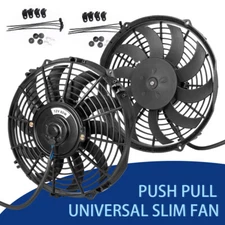 2PCS 10" inch Push Pull Universal Slim Radiator Cooling Fan 12V Mount Kit