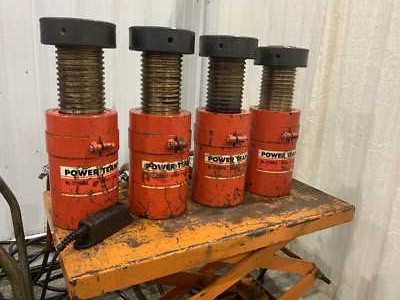 (4) 100 TON POWER TEAM HYDRAULIC JACK WITH POWER UNIT & CONTROLS: STOCK #78203