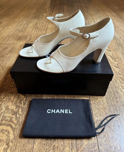 CHANEL seltene ATEMBERAUBENDE TANGO Pumps elfenbeinweiß Absatzschuhe Größe 40
