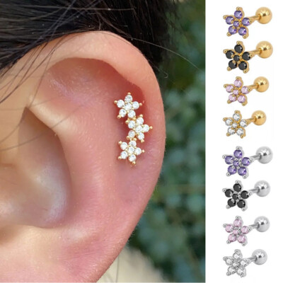 Piercing Flower Labret Monroe Lip Barbell Tragus Cartilage Helix