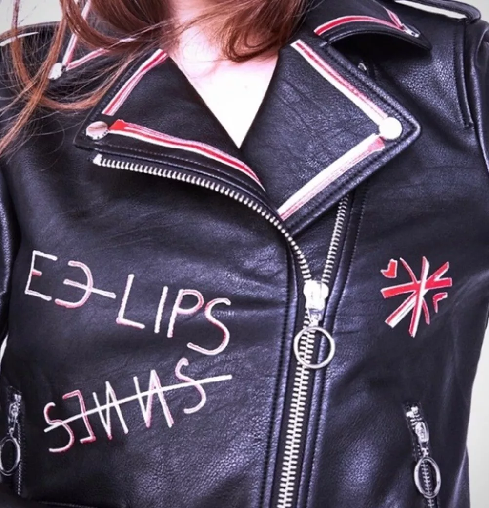 ZARA BLACK FAUX LEATHER GRAFFITI BIKER JACKET XS VGC eBay
