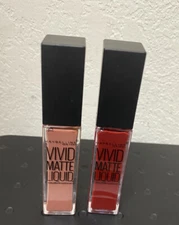Lot 2 Maybelline Vivid Matte Liquid Lipstick #5 Nude Thrill, #36 Red Punch