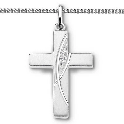FACHHANDEL-DIREKT Namen Gravur Kreuz Anhänger zur Kommunion Firmung Taufe mit Kette Silber 925 Neu