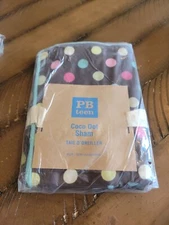 POTTERY BARN TEEN COCO DOTS BROWN PINK AQUA CORDUROY (PAIR) EURO PILLOW SHAMS