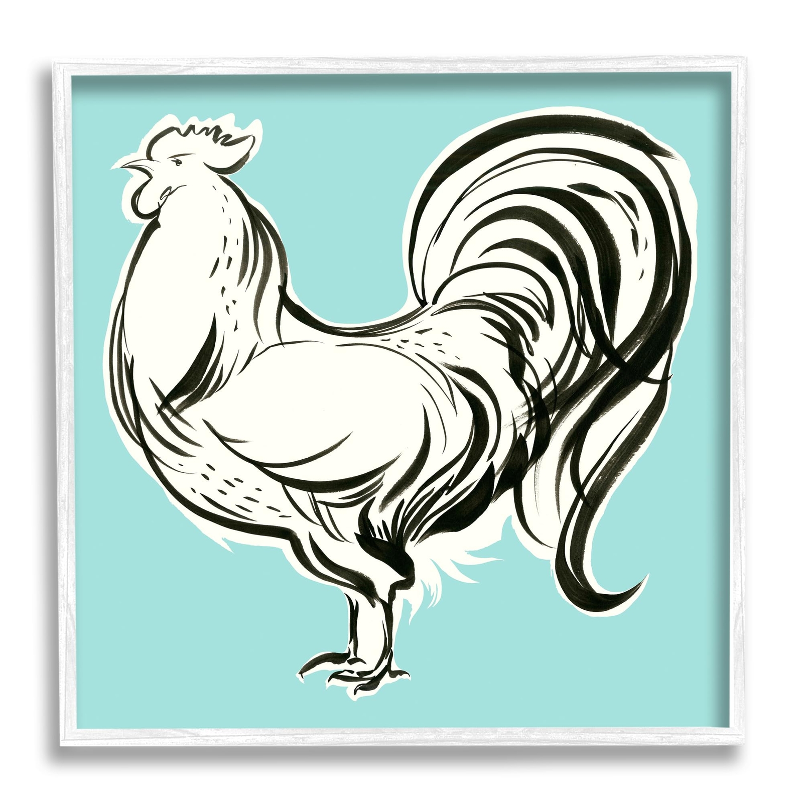 Modern Rooster Drawing Framed Giclee Art by Laura Marr