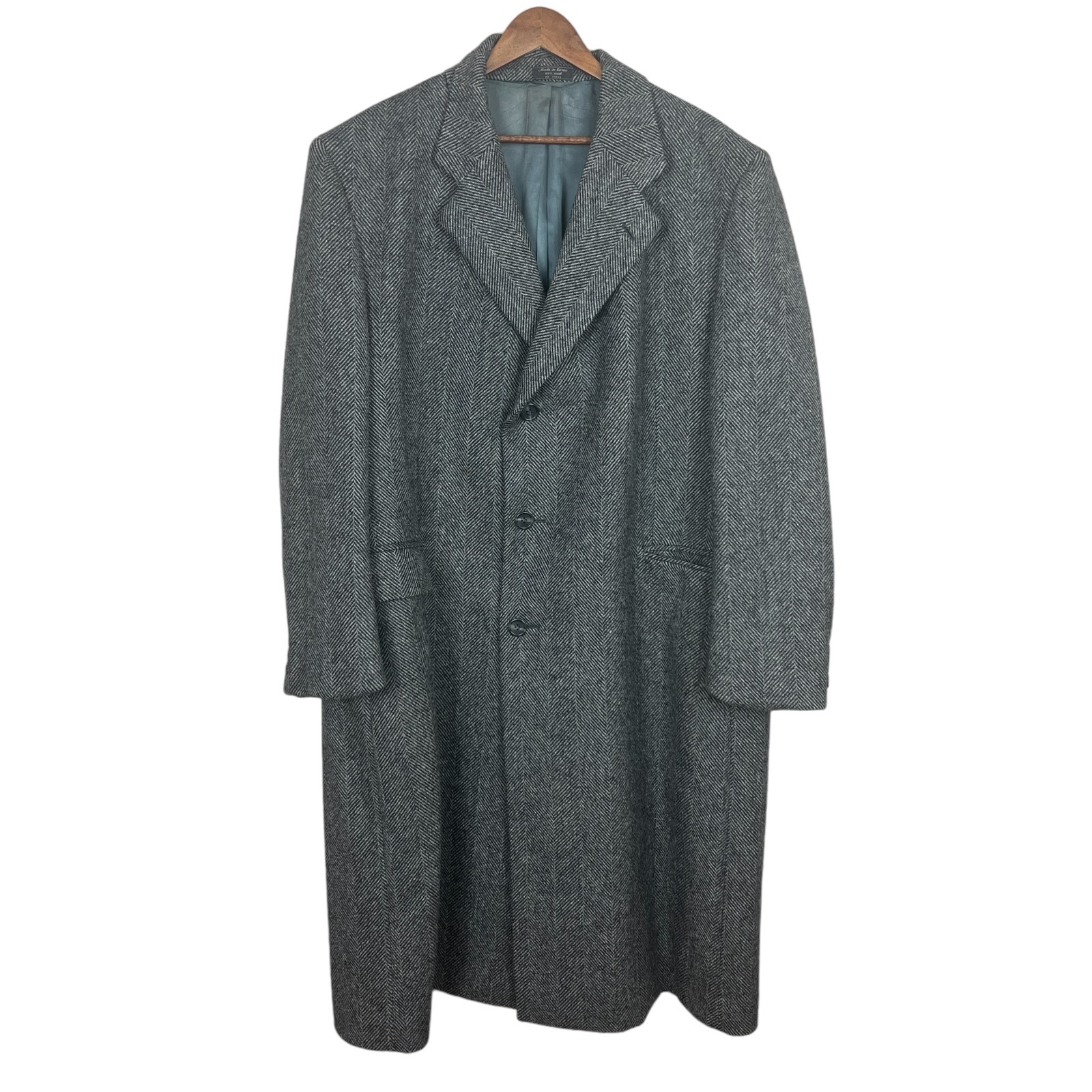 Finchley Fifth Avenue Coat Mens 52R Black Gray Herrin… Gem